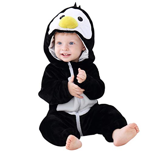 COOKY.D Baby-Strampler mit Kapuze, Unisex, 3-24 Monate, Schwarzer Vogel, 86 von COOKY.D