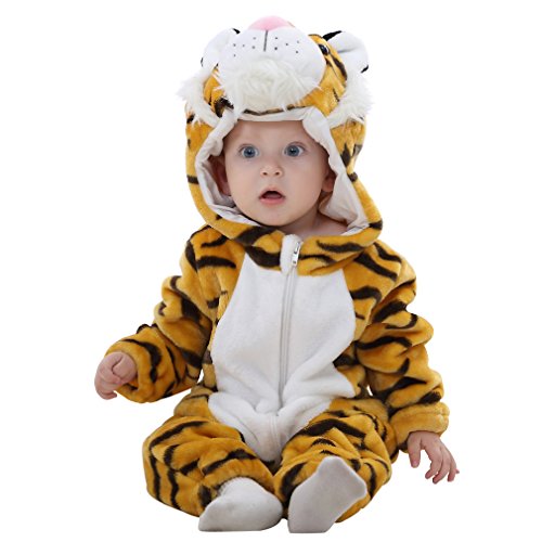 COOKY.D Unisex Winter Strampler mit Kapuze Jumpsuit 2-36 Monate, tiger, 24-30 Monate von COOKY.D