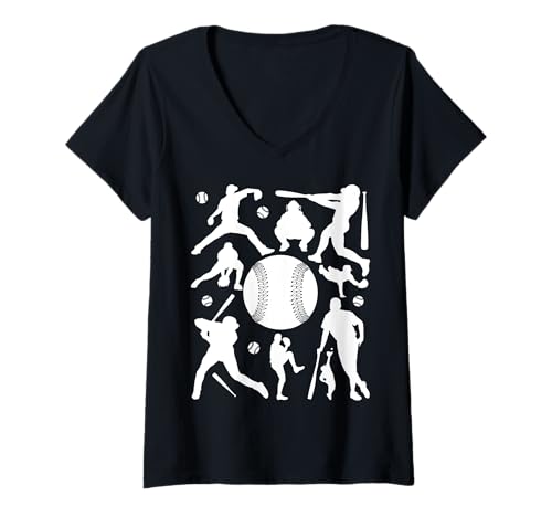 Damen BASEBALLSPIELER COOL BASEBALL T-Shirt mit V-Ausschnitt von COOL BASEBALL DESIGNS AND OUTFITS