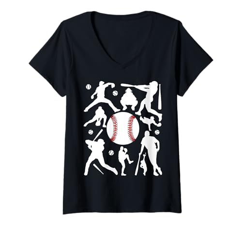 Damen BASEBALLSPIELER COOL BASEBALL T-Shirt mit V-Ausschnitt von COOL BASEBALL DESIGNS AND OUTFITS
