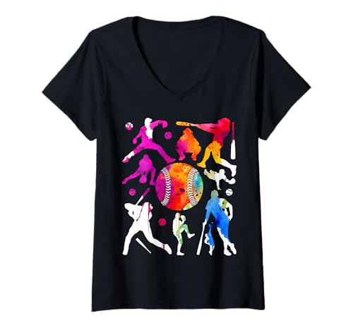 Damen BASEBALLSPIELER COOL BASEBALL T-Shirt mit V-Ausschnitt von COOL BASEBALL DESIGNS AND OUTFITS