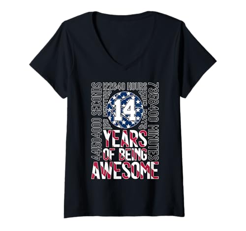 Damen 14 YEARS OF BEING AWESOME BASKETBALL 14. GEBURTSTAG T-Shirt mit V-Ausschnitt Damen 14 YEARS OF BEING AWESOME BASKETBALL 14. GEBURTSTAG T-Shirt mit V-Ausschnitt von COOL BASKETBALL DESIGNS AND OUTFITS