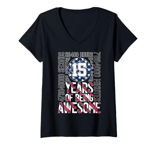 Damen 15 YEARS OF BEING AWESOME BASKETBALL 15. GEBURTSTAG T-Shirt mit V-Ausschnitt Damen 15 YEARS OF BEING AWESOME BASKETBALL 15. GEBURTSTAG T-Shirt mit V-Ausschnitt von COOL BASKETBALL DESIGNS AND OUTFITS