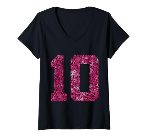 Damen Nummer 10 Years of Being Awesome 10. Geburtstag T-Shirt mit V-Ausschnitt von COOL BIRTHDAY DESIGNS AND OUTFITS