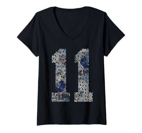 Damen Nummer 11 Years of Being Awesome 11. Geburtstag T-Shirt mit V-Ausschnitt von COOL BIRTHDAY DESIGNS AND OUTFITS