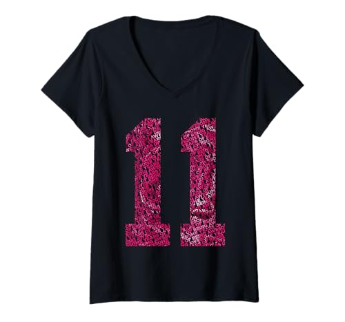 Damen Nummer 11 Years of Being Awesome 11. Geburtstag T-Shirt mit V-Ausschnitt von COOL BIRTHDAY DESIGNS AND OUTFITS