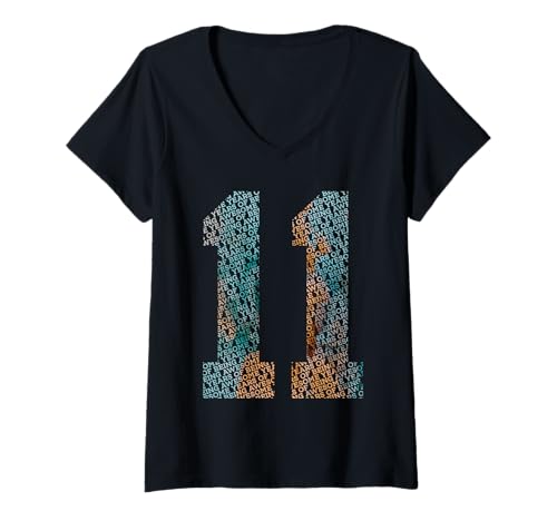 Damen Nummer 11 Years of Being Awesome 11. Geburtstag T-Shirt mit V-Ausschnitt von COOL BIRTHDAY DESIGNS AND OUTFITS