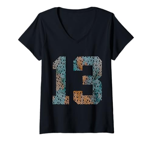 Damen Nummer 13 Years of Being Awesome 13. Geburtstag T-Shirt mit V-Ausschnitt von COOL BIRTHDAY DESIGNS AND OUTFITS