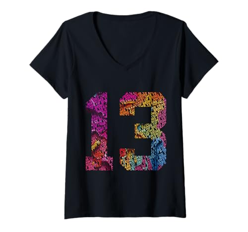Damen Nummer 13 Years of Being Awesome 13. Geburtstag T-Shirt mit V-Ausschnitt von COOL BIRTHDAY DESIGNS AND OUTFITS