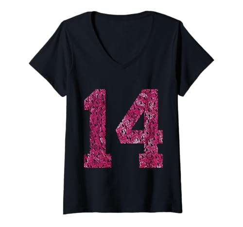 Damen Nummer 14 Years of Being Awesome 14. Geburtstag T-Shirt mit V-Ausschnitt von COOL BIRTHDAY DESIGNS AND OUTFITS