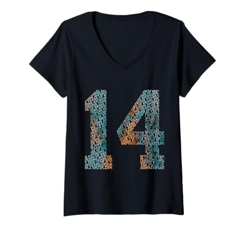 Damen Nummer 14 Years of Being Awesome 14. Geburtstag T-Shirt mit V-Ausschnitt von COOL BIRTHDAY DESIGNS AND OUTFITS