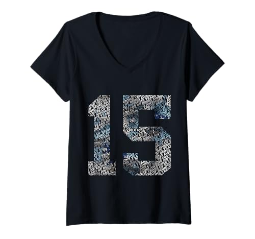 Damen Nummer 15 Years of Being Awesome 15. Geburtstag T-Shirt mit V-Ausschnitt von COOL BIRTHDAY DESIGNS AND OUTFITS