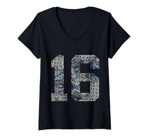 Damen Nummer 16 Years of Being Awesome 16. Geburtstag T-Shirt mit V-Ausschnitt von COOL BIRTHDAY DESIGNS AND OUTFITS