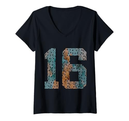 Damen Nummer 16 Years of Being Awesome 16. Geburtstag T-Shirt mit V-Ausschnitt von COOL BIRTHDAY DESIGNS AND OUTFITS