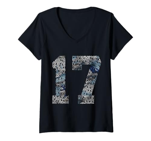 Damen Nummer 17 Years of Being Awesome 17. Geburtstag T-Shirt mit V-Ausschnitt von COOL BIRTHDAY DESIGNS AND OUTFITS