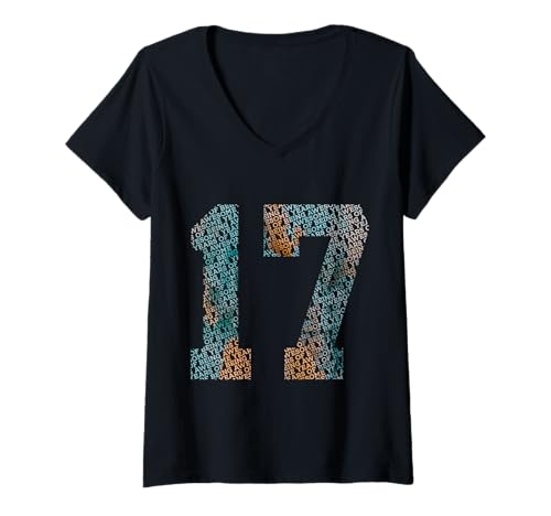 Damen Nummer 17 Years of Being Awesome 17. Geburtstag T-Shirt mit V-Ausschnitt von COOL BIRTHDAY DESIGNS AND OUTFITS