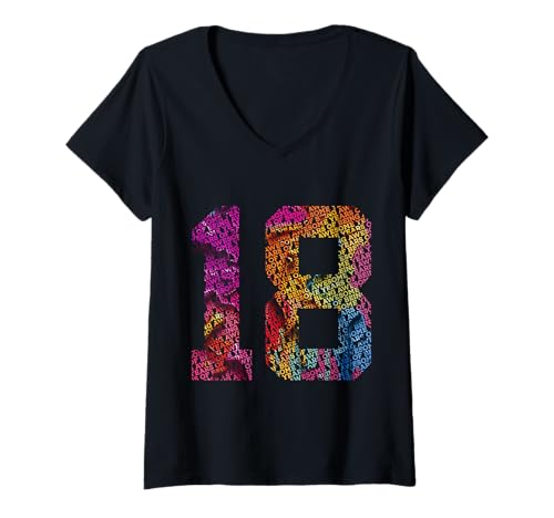 Damen Nummer 18 Years of Being Awesome 18. Geburtstag T-Shirt mit V-Ausschnitt von COOL BIRTHDAY DESIGNS AND OUTFITS