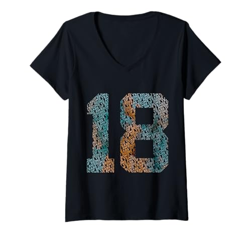 Damen Nummer 18 Years of Being Awesome 18. Geburtstag T-Shirt mit V-Ausschnitt von COOL BIRTHDAY DESIGNS AND OUTFITS