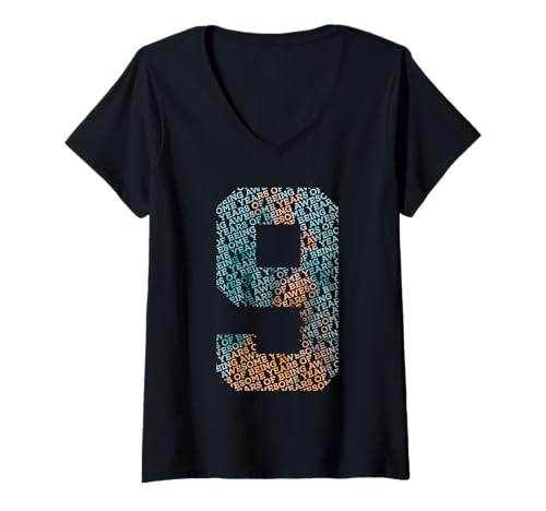 Damen Nummer 9 Years of Being Awesome 9. Geburtstag T-Shirt mit V-Ausschnitt von COOL BIRTHDAY DESIGNS AND OUTFITS