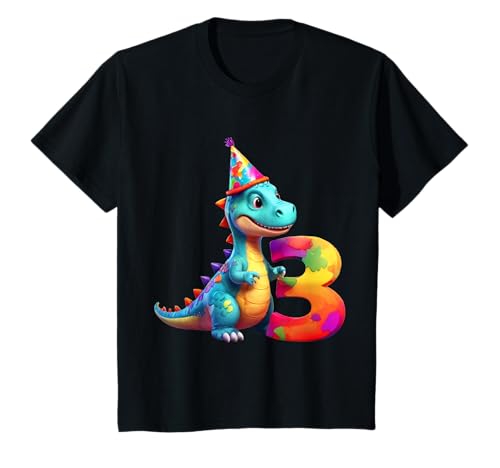 Kinder DINO 3 JAHRE JUNGE DINOSAURIER 3. GEBURTSTAG T-Shirt von COOL DINOSAUR BIRTHDAY DESIGNS AND OUTFITS