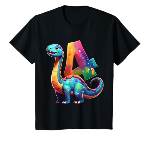 Kinder DINO 4 JAHRE JUNGE DINOSAURIER 4. GEBURTSTAG T-Shirt von COOL DINOSAUR BIRTHDAY DESIGNS AND OUTFITS