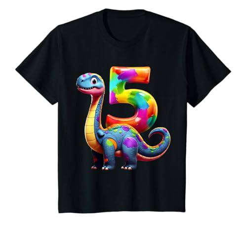 Kinder DINO 5 JAHRE JUNGE DINOSAURIER 5. GEBURTSTAG T-Shirt von COOL DINOSAUR BIRTHDAY DESIGNS AND OUTFITS