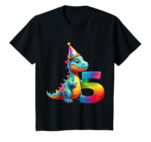 Kinder DINO 5 JAHRE JUNGE DINOSAURIER 5. GEBURTSTAG T-Shirt von COOL DINOSAUR BIRTHDAY DESIGNS AND OUTFITS