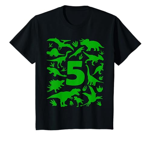 Kinder DINO 5 JAHRE JUNGE DINOSAURIER 5. GEBURTSTAG T-Shirt von COOL DINOSAUR BIRTHDAY DESIGNS AND OUTFITS