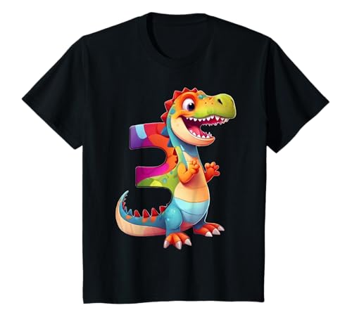 Kinder NUMMER 3 JAHRE ALT JUNGE DINOSAURIER 3. GEBURTSTAG T-Shirt von COOL DINOSAUR BIRTHDAY DESIGNS AND OUTFITS