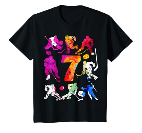 Kinder NUMMER 7 JAHRE EISHOCKEY 7. GEBURTSTAG T-Shirt von COOL ICE HOCKEY DESIGNS AND OUTFITS
