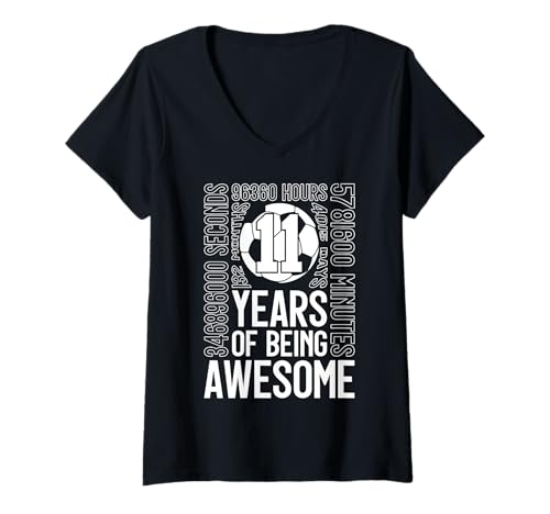 Damen 11 YEARS OF BEING AWESOME FUßBALL 11. GEBURTSTAG T-Shirt mit V-Ausschnitt Damen 11 YEARS OF BEING AWESOME FUßBALL 11. GEBURTSTAG T-Shirt mit V-Ausschnitt von COOL SOCCER DESIGNS AND OUTFITS