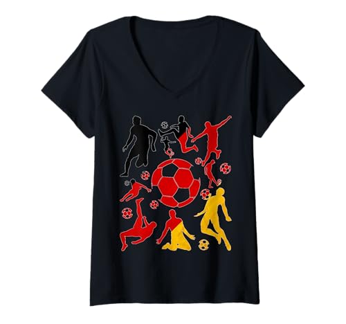 Damen FUßBALLSPIELER COOL FUßBALL T-Shirt mit V-Ausschnitt von COOL SOCCER DESIGNS AND OUTFITS