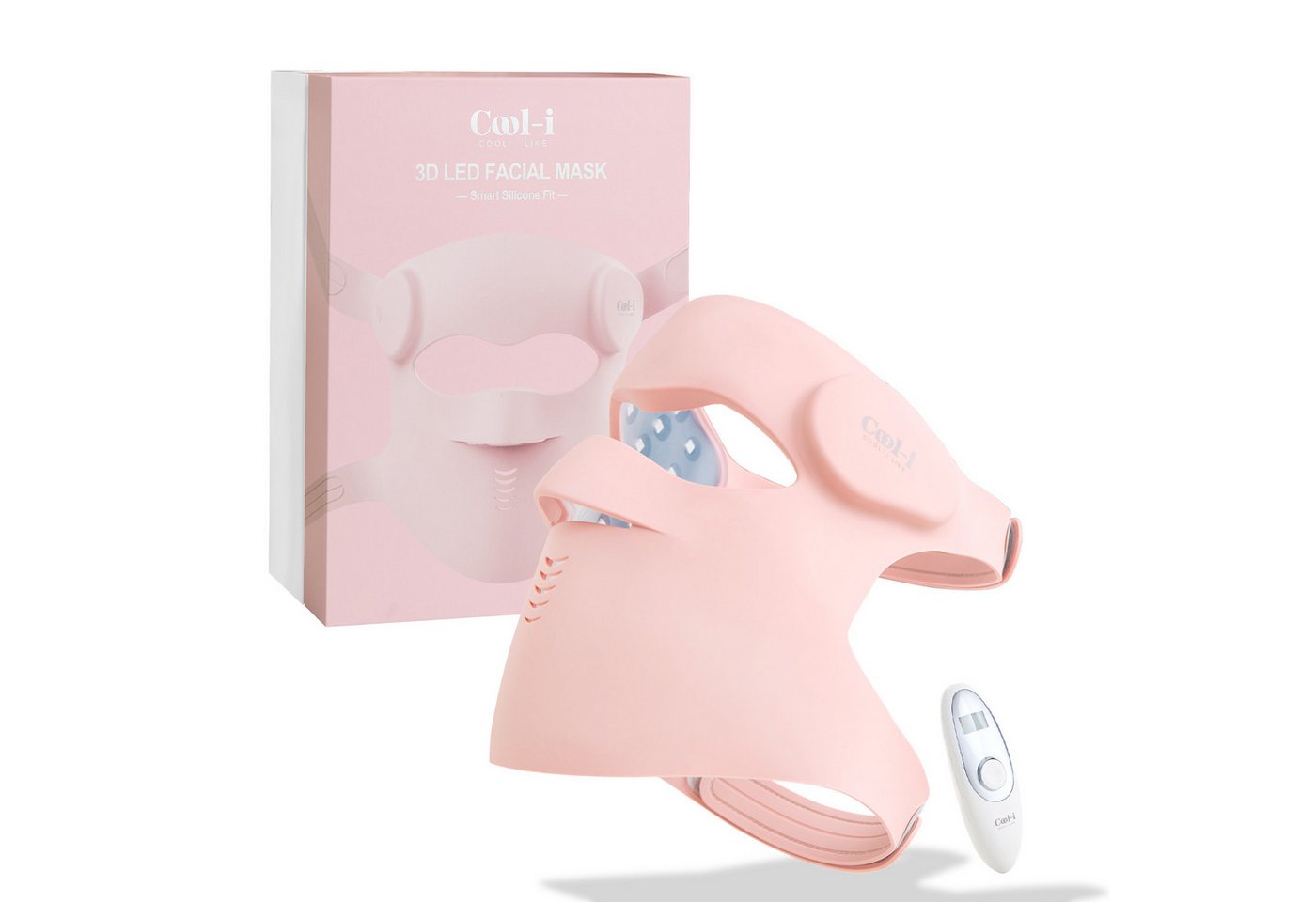 COOL-i ® Dermaroller 3D LED Gesichtsmaske, 9 Lichtfarben, kabellos mit Fernbedienung, Hautfreundliches Silikon, Lichttherapie für Anti-Aging, Akne & Pflege von COOL-i ®