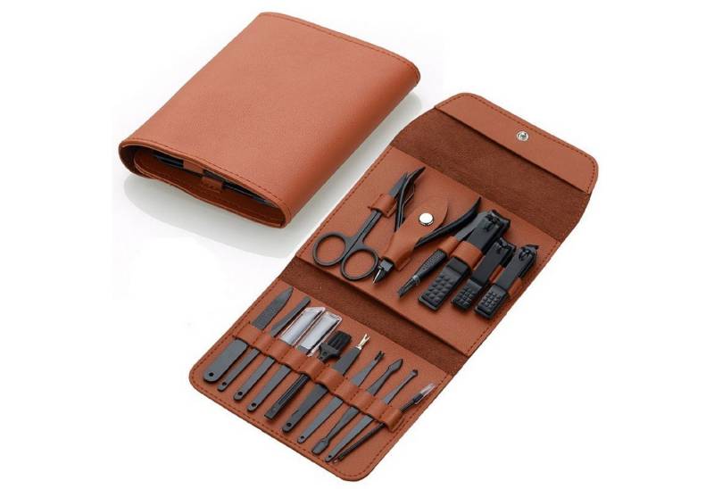 COOL-i ® Maniküre-Pediküre-Set Maniküre Pediküre Set – 16-teiliges Edelstahl Nagelpflegeset mit Etui, für Männer & Frauen, Reise & Zuhause von COOL-i ®