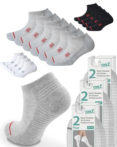 COOL7 6 Paar Sneakersocken Herren 43-46 weiß Sportsocken | Atmungsaktiv | Sneaker | Socks | Men | Woman | Sportsocken | Funktionssohle mit leichtem Massageeffekt von COOL7