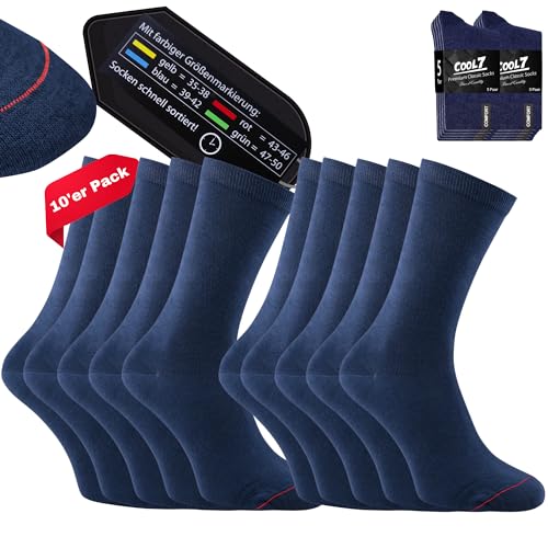 COOL7 10 Paar Socken Herren blau 39-42 Herrensocken | 10'er Pack | mit Komfortbund Atmungsaktive Business Baumwolle Socks Men von COOL7