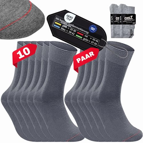 10 Paar Socken Herren hellgrau Herrensocken grau 43-46 | 10'er Pack | mit Komfortbund ohne drückende Naht | Anzugssocken von COOL7