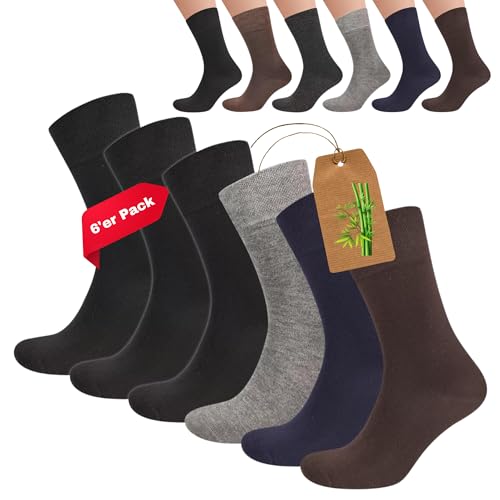 COOL7 Bequeme Diabetiker Socken aus Viskose (aus Bambusfaser) - Speziell für empfindliche Füße 6er Pack 39-45 Set4 von COOL7