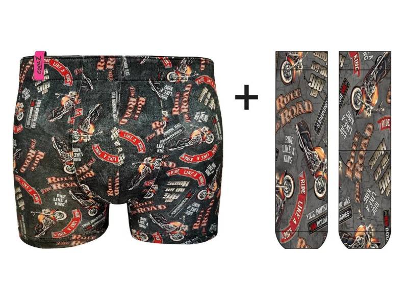 COOL7 Retro Boxer cool7 RULE THE ROAD Boxer + Socken Set (Geschenkbox, Set Boxer + Socken) Geschenkbox Boxer + Socken von COOL7