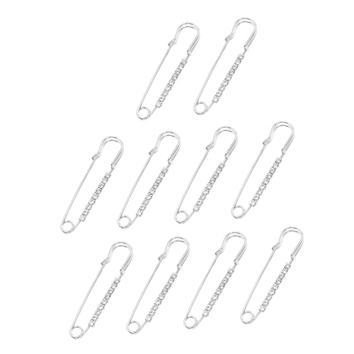 COOLHIYA 10 Stück Teiliges Weiße Strickjacken Broschen mit Funkelnden Strasssteinen Modische Anstecknadeln für Damenkleidung Stilvolle Schmuckornamente für Alltag und Party von COOLHIYA