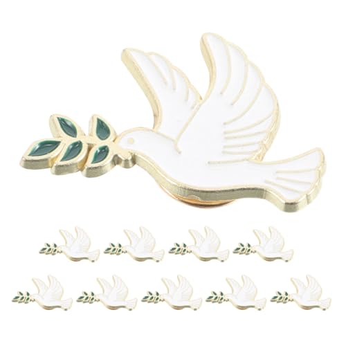 COOLHIYA 10 Vogel-Anstecknadeln: Vintage-Brosche mit Friedenstaube und Olivenzweig – Legierungsschmuck für Wohltätigkeitsveranstaltungen, Partys und Alltagsoutfits von COOLHIYA