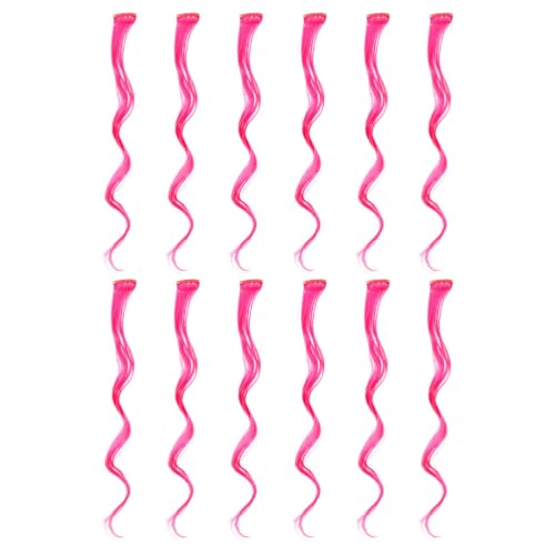 COOLHIYA 12 Stück gewellte, lockige Clip-in-Haarverlängerungen für Frauen, Clip-in-Verlängerungen, glattes Haar, synthetische Haarteile für Frauen, Halloween-Party von COOLHIYA