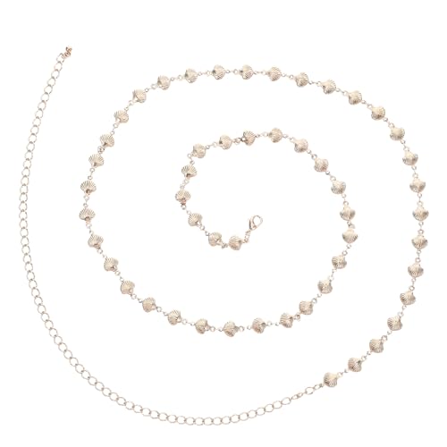 COOLHIYA 12-teilige Bauchkette: Muschelförmige Taillenkette aus Metall für Frauen – Verstellbarer Bauchschmuck für Strandpartys – Körperschmuck für Frauen von COOLHIYA