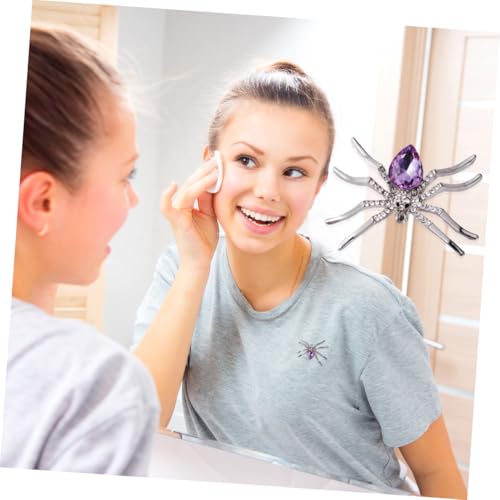 COOLHIYA 2 Stück Halloween Brosche Spinnenform aus Langlebiger Legierung mit Funkelnden Kristallen Dekorative Brustnadel für Kleidung Taschen Hüte Geschenkidee für Damen von COOLHIYA