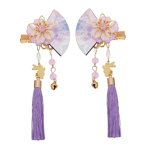 COOLHIYA 2 Stück Japanische Haarnadel mit Fächerform und Quasten Langlebiges Design Modisches Haaraccessoire für Damen Geeignet für Karneval Hochzeit und Festliche Anlässe von COOLHIYA