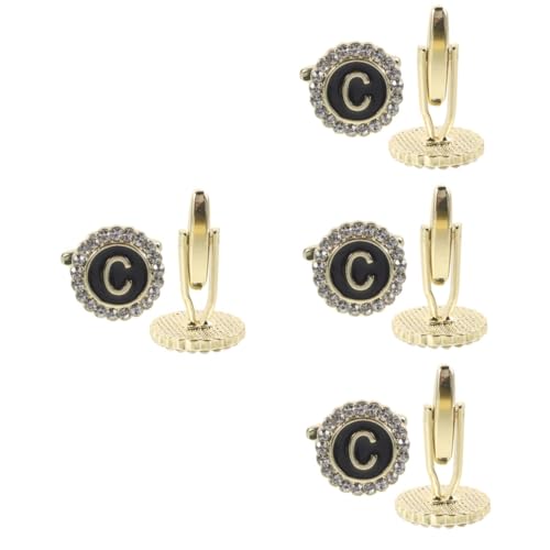 COOLHIYA 4 Paare Herren Manschettenknöpfe Robustem Legierungsmetall Kleine Dekorative Hemdknöpfe mit Glatter Oberfläche Langlebig und Passend für Business und Festliche Anlässe von COOLHIYA