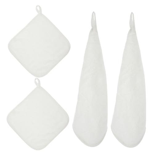 COOLHIYA 4 Stck. Teiliges Waschtuch Weiß Saugfähige Waschlappen für Neugeborene und Kleinkinder Weiche Vielseitige Gesichtstücher und Badetücher für Jungen und Mädchen von COOLHIYA