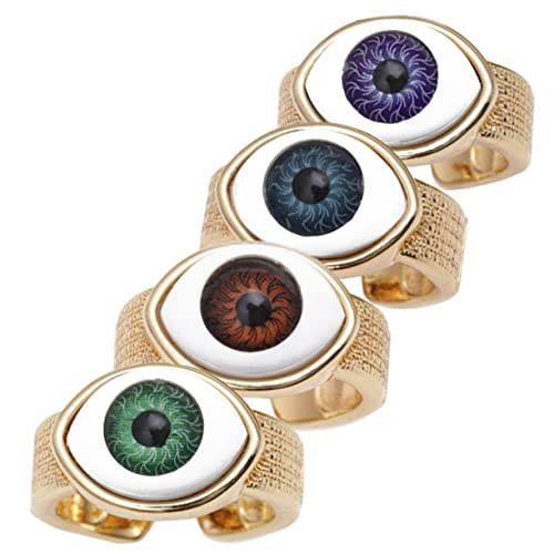 COOLHIYA 4stücke Böses-augen- Aus Kupfer Mit Offenem Design Verstellbar Für Und Frauen Trendiger Schmuck Für Partys Und Alltag von COOLHIYA