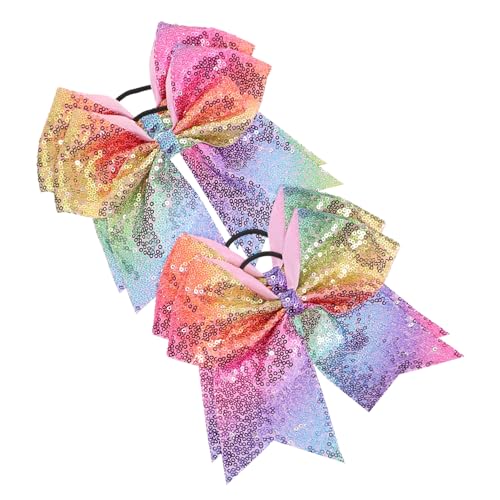 COOLHIYA 4 Stück Teiliges Cheerleading Haarschleifen Glitzernde Haarbänder für Mädchen Elastische Haargummis für Cheerleader für Täglichen Gebrauch oder Besondere Anlässe von COOLHIYA