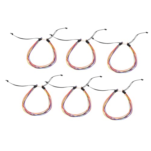 COOLHIYA 6 Stück Geflochtene Wachsschnur Armbänder Damen Verstellbar Handgefertigt Bunte Farbige Freundschaftsarmbänder für Sommer Strandpartys Modischer Schmuck von COOLHIYA